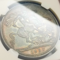 イギリス 1887年 クラウン 銀貨 ヴィクトリア ジュビリーヘッド NGC MS63