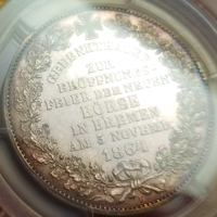 ドイツ ブレーメン 1864B ターラー 銀貨 新証券取引所 PCGS MS63