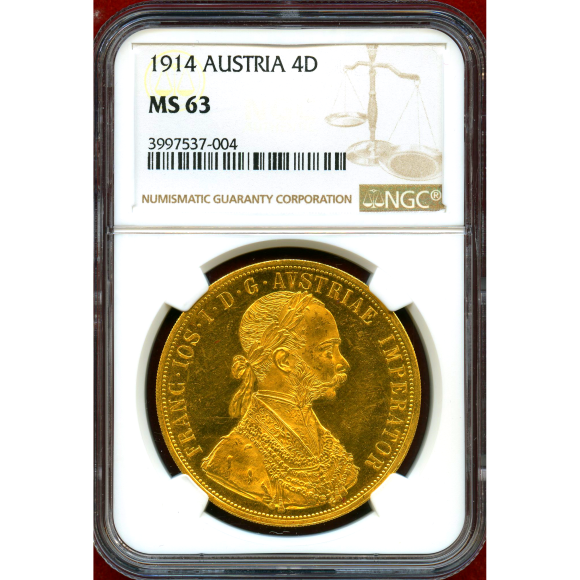オーストリア 4ダカット金貨 1915年 4ダカット金貨 フランツ・ヨーゼフ 