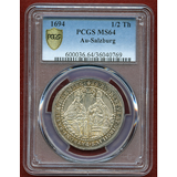 オーストリア ザルツブルク 1694年 1/2ターラー銀貨 PCGS MS64