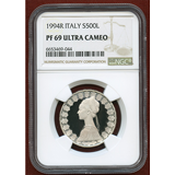 イタリア 1994R 500リレ 銀貨 コロンブスの船 NGC PF69UC