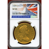 イギリス 1684年 5ギニー 金貨 チャールズ2世 NGC VF35