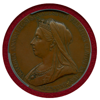 【SOLD】イギリス 1897 ヴィクトリア 銀/銅メダルセット SP64Matte/SP63