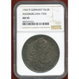 ドイツ アウグスブルク 1744年 ターラー 銀貨 都市景観 NGC AU55