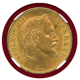 【SOLD】フランス 1865A 50フラン 金貨 ナポレオン3世有冠 NGC MS62
