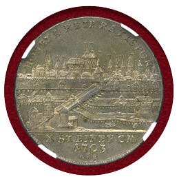 【SOLD】 ドイツ 1793年 ターラー銀貨 レーゲンスブルク都市景観 フランツ2世 MS62