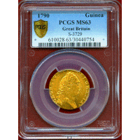 【SOLD】イギリス 1790年 ギニー 金貨 ジョージ3世 PCGS MS63