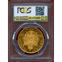 【SOLD】フランス 1865A 100フラン 金貨 ナポレオン3世有冠 PCGS MS63