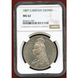 イギリス 1887年 クラウン 銀貨 ヴィクトリア ジュビリーヘッド NGC MS62