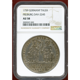 ドイツ フライブルク 1739年 ターラー 銀貨 都市景観 NGC AU58