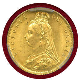 イギリス 1887年 1/2ソブリン 金貨 ヴィクトリア女王 ジュビリーヘッド MS65