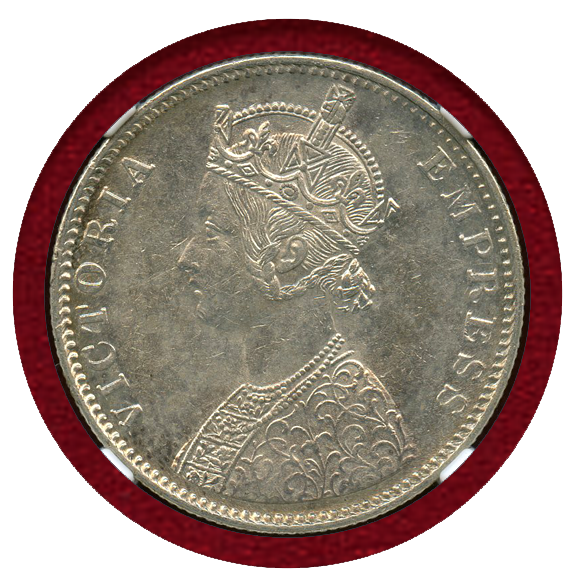 ヴィクトリア 1ルピー銀貨 イギリス東インド会社 1840年 NGC AU58