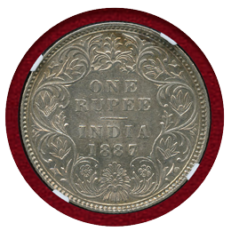 【SOLD】英領インド 1887B ルピー 銀貨 ヴィクトリア女王 NGC MS61