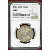 イギリス 1883年 銀貨 ヴィクトリア女王 フローリン(2S) NGC MS63