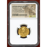 東ローマ帝国 402-450年 ソリダス金貨 テオドシウス2世 MS 5/5,4/5
