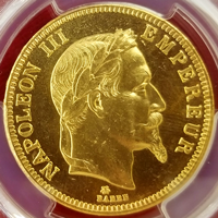 【SOLD】フランス 1865A 100フラン 金貨 ナポレオン3世有冠 PCGS MS63