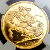 【SOLD】イギリス 1887年 ソブリン 金貨 ヴィクトリア ジュビリーヘッド PF63UC