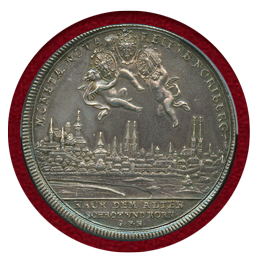 ドイツ ニュルンベルク (1701) 2ターラー 銀貨 都市景観 レオポルト1世 PCGS AU58