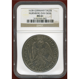 ドイツ ニュルンベルク 1638年 ターラー 銀貨 フェルディナント3世 NGC MS61