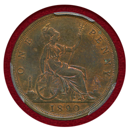 イギリス 1890年 ペニー 銅貨 ヴィクトリア バンヘッド PCGS MS63RB