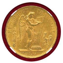 フランス 1886A 100フラン 金貨 エンジェル立像 NGC MS63