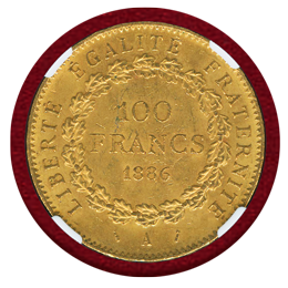フランス 1886A 100フラン 金貨 エンジェル立像 NGC MS63