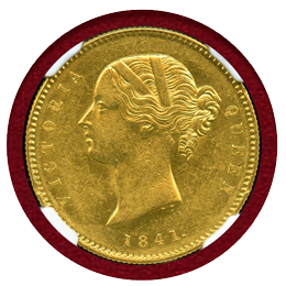 英領インド 1841(C) モハール 金貨 ヴィクトリア NGC AU58