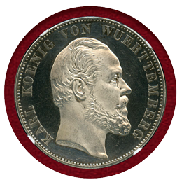 ドイツ ヴュルテンベルク 1869年 2ターラー 銀貨 ウルム大聖堂 PROOF DETAILS