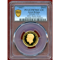 イギリス 2021年(1937) 金メダル(ソブリン) エドワード8世 PCGS PR70DCAM