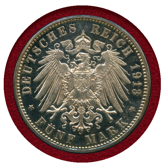 JCC | ジャパンコインキャビネット / 【SOLD】ドイツ ハンブルク 1913J 5マルク 銀貨 都市紋章 PCGS PR63