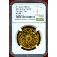 イギリス 2021年 £100 金貨 クイーンズビースト コンプリーター NGC MS69