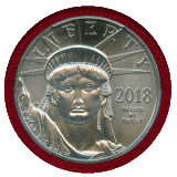 アメリカ 2018年 $100 プラチナ貨 自由の女神 MS70 FDI Clevelandサイン