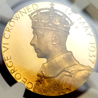 【SOLD】イギリス 1937年 金メダル ジョージ6世戴冠記念 NGC PF64CAMEO