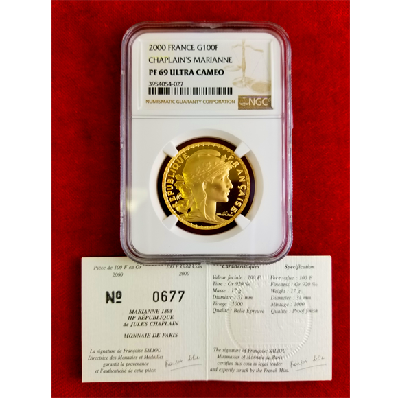 JCC | ジャパンコインキャビネット / フランス 2000年 100フラン 金貨