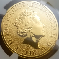 イギリス 2021年 £100 金貨 クイーンズビースト コンプリーター NGC MS69