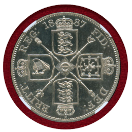 イギリス 1887年 2フローリン 銀貨 ヴィクトリア ジュビリーヘッド NGC PF64CAMEO
