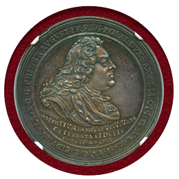 ドイツ ザクセン 1733年 銀メダル フリードリヒ・アウグスト2世 NGC AU58