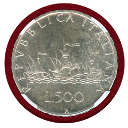 イタリア 1969R 500リレ 銀貨 コロンブスの船 NGC MS66