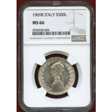 イタリア 1969R 500リレ 銀貨 コロンブスの船 NGC MS66