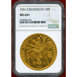 チェコスロバキア 1931年 10ダカット 金貨 聖ヴァーツラフ NGC MS64+