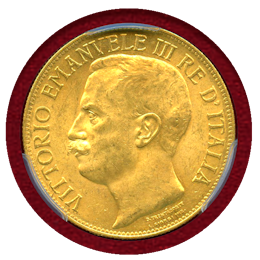 【SOLD】イタリア 1911R 50リレ 金貨 王国建国50周年記念 PCGS MS63