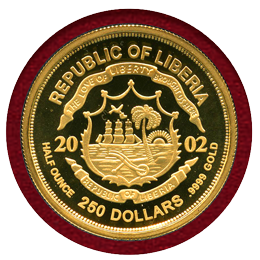 【SOLD】リベリア共和国 2002年 250ドル 金貨 プルーフ ウナとライオン