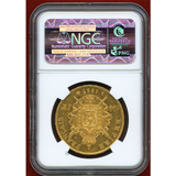 フランス 1857年A 100フラン金貨 ナポレオン3世 無冠 NGC AU58