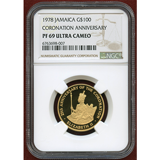 ジャマイカ 1978年 100ドル金貨 エリザベス女王戴冠25周年 NGC PF69UC