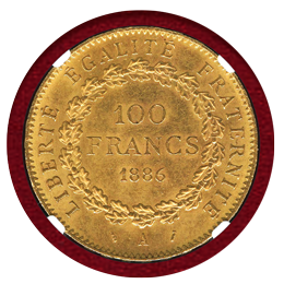 【SOLD】フランス 1886A 100フラン 金貨 エンジェル立像 NGC MS63