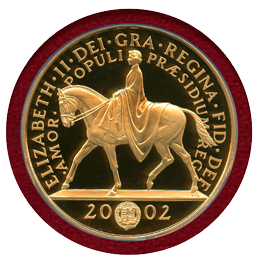 イギリス 2002年 5ポンド 金貨 エリザベス2世 即位50周年記念 PCGS PR69DCAM