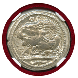 マケドニア王国 アカントス 470-430 BC テトラドラクマ銀貨 ライオンと雄牛 Ch AU