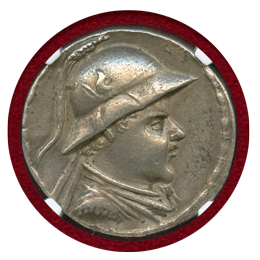 バクトリア王国 170-145 BC テトラドラクマ銀貨 エウクラティデス1世 NGC XF