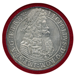 神聖ローマ帝国 オーストリア 1695年 ターラー 銀貨 レオポルト1世 PCGS MS62
