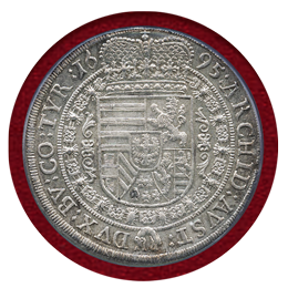 神聖ローマ帝国 オーストリア 1695年 ターラー 銀貨 レオポルト1世 PCGS MS62